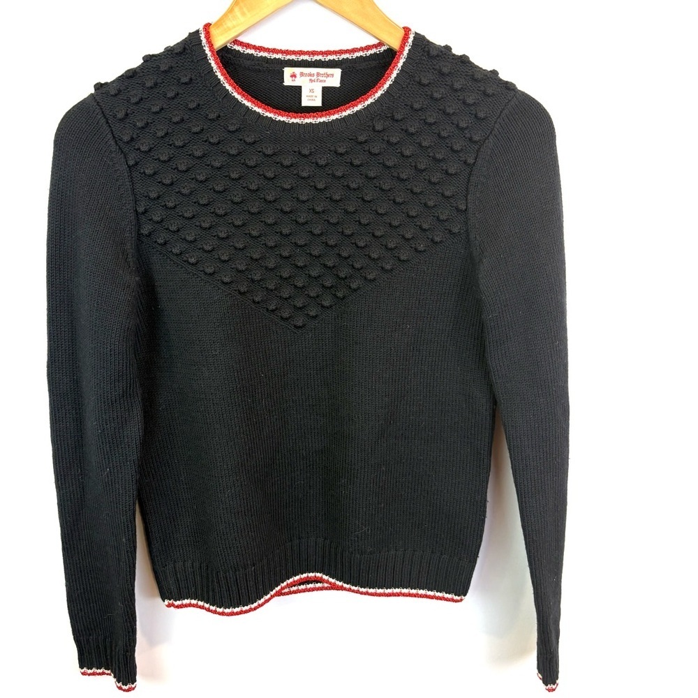 Brooks brothers Black wool blend Sweater with Red Trim size XS